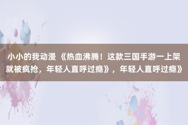 小小的我动漫 《热血沸腾！这款三国手游一上架就被疯抢，年轻人直呼过瘾》，年轻人直呼过瘾》