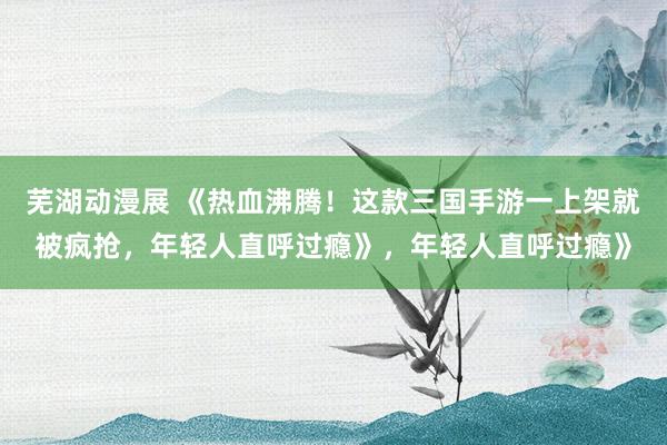 芜湖动漫展 《热血沸腾！这款三国手游一上架就被疯抢，年轻人直呼过瘾》，年轻人直呼过瘾》