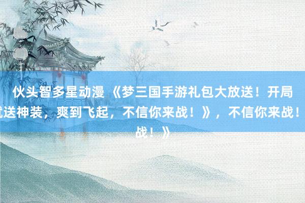 伙头智多星动漫 《梦三国手游礼包大放送！开局就送神装，爽到飞起，不信你来战！》，不信你来战！》