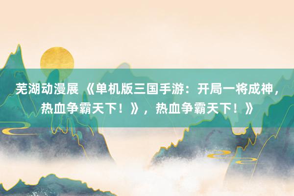 芜湖动漫展 《单机版三国手游：开局一将成神，热血争霸天下！》，热血争霸天下！》