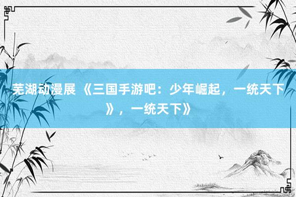 芜湖动漫展 《三国手游吧：少年崛起，一统天下》，一统天下》
