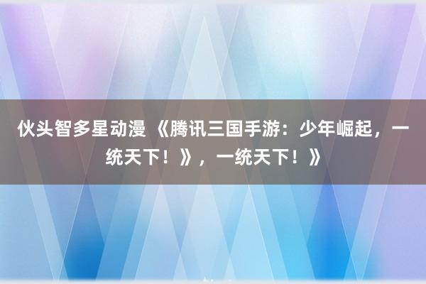 伙头智多星动漫 《腾讯三国手游：少年崛起，一统天下！》，一统天下！》