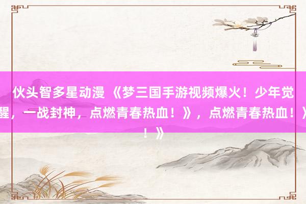 伙头智多星动漫 《梦三国手游视频爆火！少年觉醒，一战封神，点燃青春热血！》，点燃青春热血！》