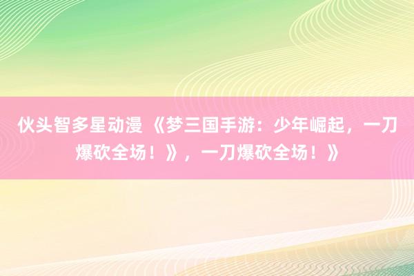 伙头智多星动漫 《梦三国手游：少年崛起，一刀爆砍全场！》，一刀爆砍全场！》