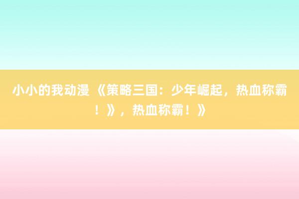 小小的我动漫 《策略三国：少年崛起，热血称霸！》，热血称霸！》