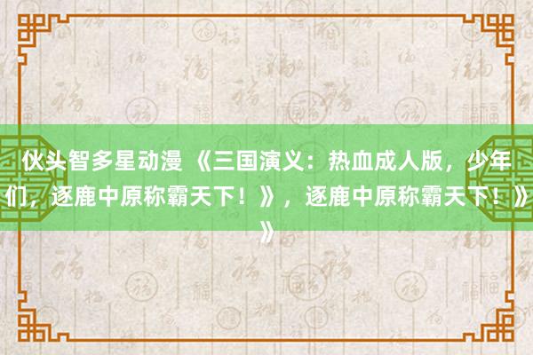 伙头智多星动漫 《三国演义：热血成人版，少年们，逐鹿中原称霸天下！》，逐鹿中原称霸天下！》