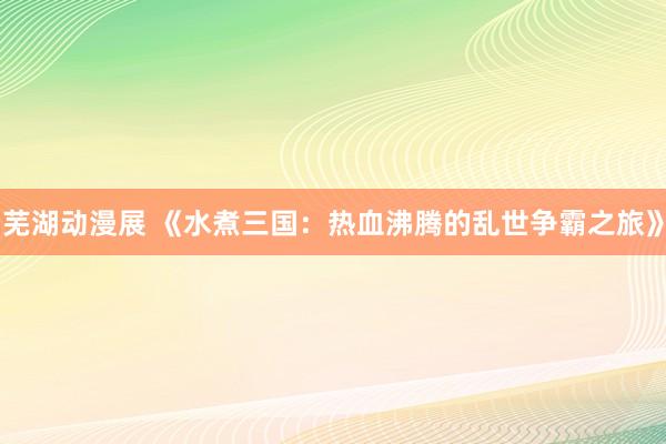 芜湖动漫展 《水煮三国：热血沸腾的乱世争霸之旅》