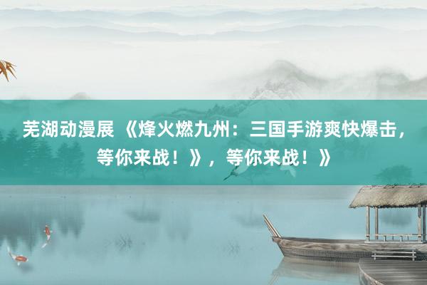 芜湖动漫展 《烽火燃九州：三国手游爽快爆击，等你来战！》，等你来战！》