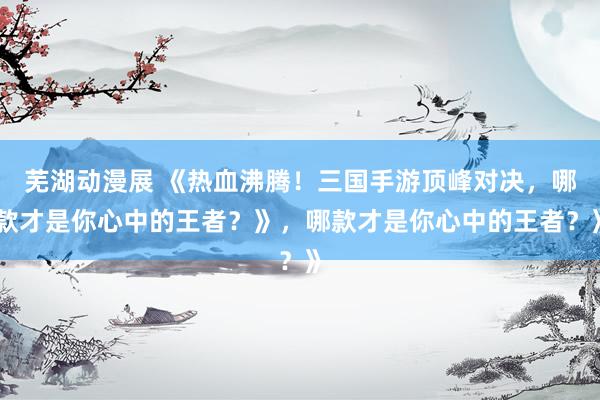芜湖动漫展 《热血沸腾！三国手游顶峰对决，哪款才是你心中的王者？》，哪款才是你心中的王者？》
