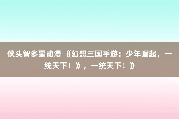 伙头智多星动漫 《幻想三国手游：少年崛起，一统天下！》，一统天下！》