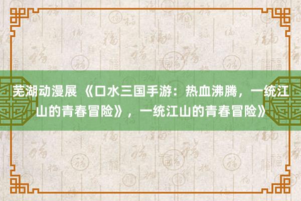 芜湖动漫展 《口水三国手游：热血沸腾，一统江山的青春冒险》，一统江山的青春冒险》