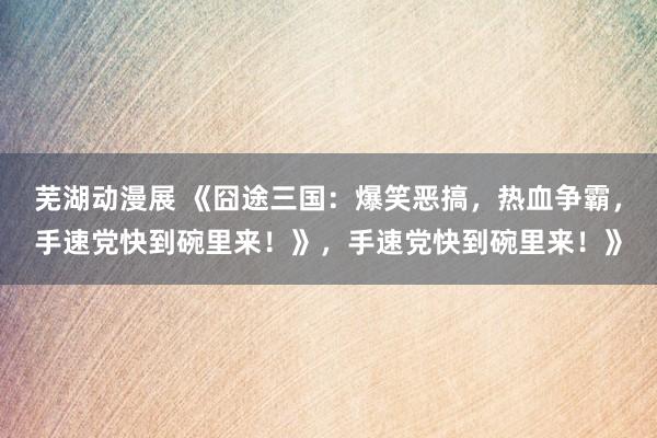 芜湖动漫展 《囧途三国：爆笑恶搞，热血争霸，手速党快到碗里来！》，手速党快到碗里来！》