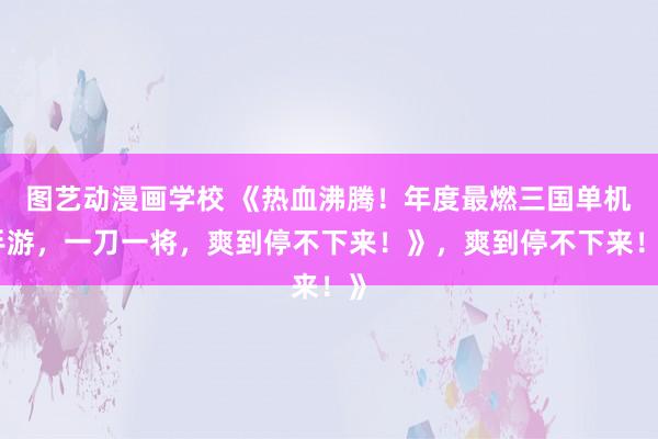 图艺动漫画学校 《热血沸腾！年度最燃三国单机手游，一刀一将，爽到停不下来！》，爽到停不下来！》