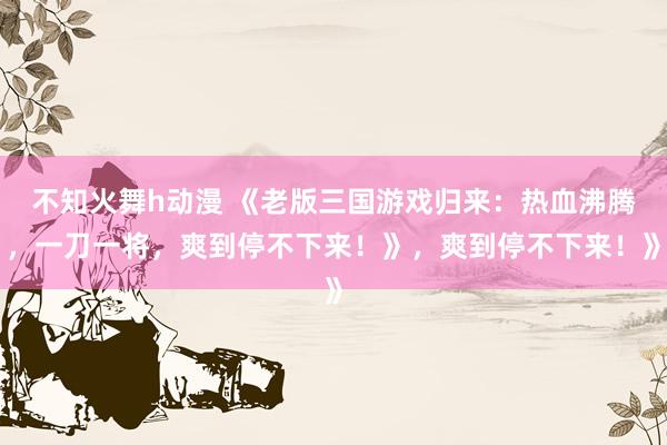 不知火舞h动漫 《老版三国游戏归来：热血沸腾，一刀一将，爽到停不下来！》，爽到停不下来！》