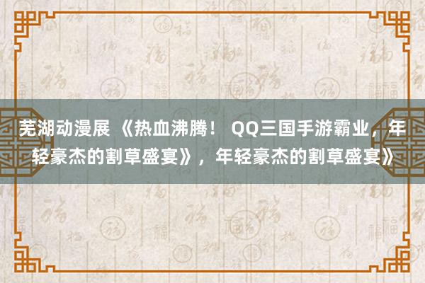 芜湖动漫展 《热血沸腾！ QQ三国手游霸业，年轻豪杰的割草盛宴》，年轻豪杰的割草盛宴》