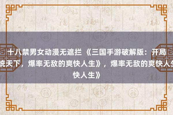 十八禁男女动漫无遮拦 《三国手游破解版：开局一统天下，爆率无敌的爽快人生》，爆率无敌的爽快人生》