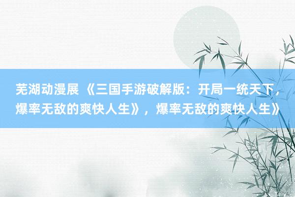 芜湖动漫展 《三国手游破解版：开局一统天下，爆率无敌的爽快人生》，爆率无敌的爽快人生》