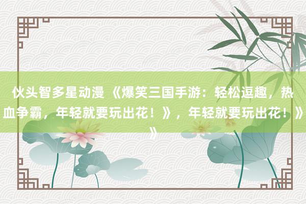 伙头智多星动漫 《爆笑三国手游：轻松逗趣，热血争霸，年轻就要玩出花！》，年轻就要玩出花！》