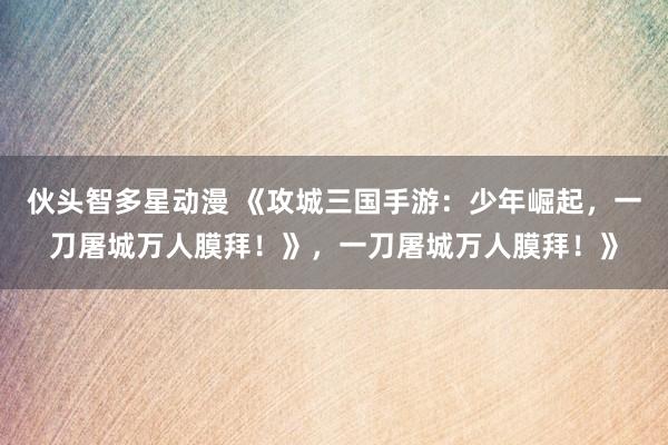 伙头智多星动漫 《攻城三国手游：少年崛起，一刀屠城万人膜拜！》，一刀屠城万人膜拜！》