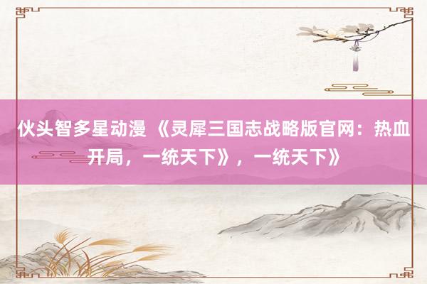 伙头智多星动漫 《灵犀三国志战略版官网：热血开局，一统天下》，一统天下》