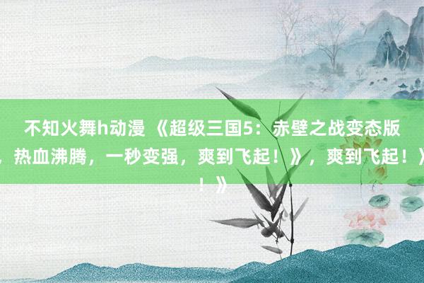 不知火舞h动漫 《超级三国5：赤壁之战变态版，热血沸腾，一秒变强，爽到飞起！》，爽到飞起！》