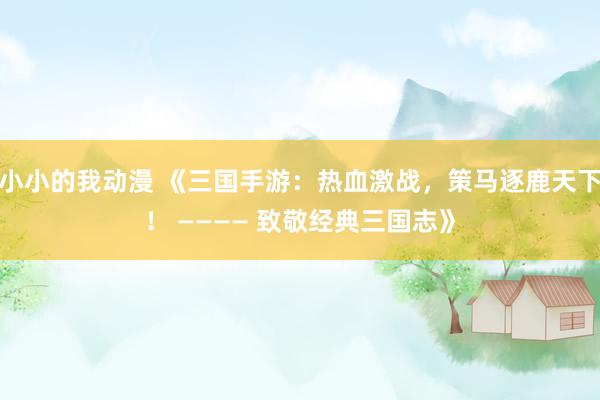 小小的我动漫 《三国手游：热血激战，策马逐鹿天下！ ———— 致敬经典三国志》