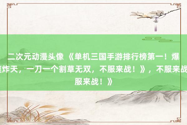 二次元动漫头像 《单机三国手游排行榜第一！爆肝爽炸天，一刀一个割草无双，不服来战！》，不服来战！》