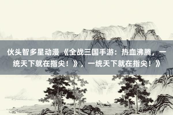 伙头智多星动漫 《全战三国手游：热血沸腾，一统天下就在指尖！》，一统天下就在指尖！》