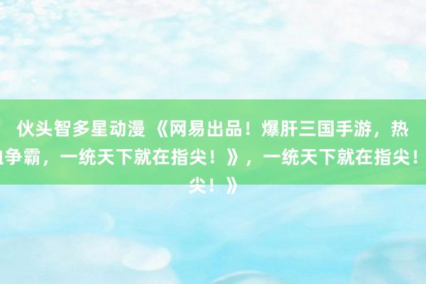 伙头智多星动漫 《网易出品！爆肝三国手游，热血争霸，一统天下就在指尖！》，一统天下就在指尖！》