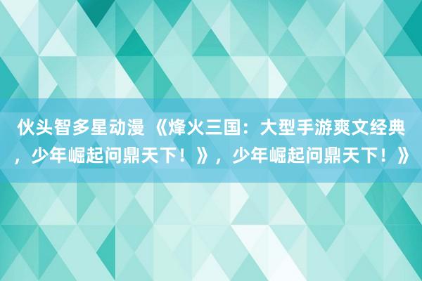 伙头智多星动漫 《烽火三国：大型手游爽文经典，少年崛起问鼎天下！》，少年崛起问鼎天下！》
