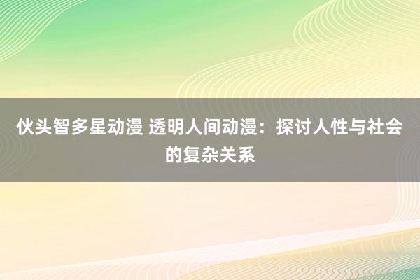 伙头智多星动漫 透明人间动漫：探讨人性与社会的复杂关系
